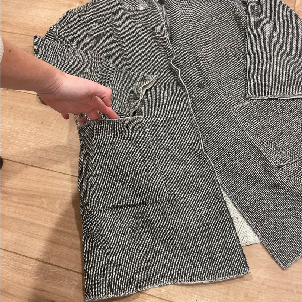 Eileen Fisher Medium Textured Cotton Sweater Coat, Medium. Like- New. - Picture 4 of 14